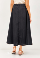 RISAKO Cotton Ruffle Maxi Skirt - Black