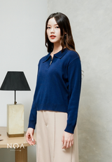 AMARI Knitted Zipper Longsleeve Blouse