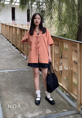 YUMI Bow Tie Shirt - Light Brown