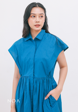 EIKO Sleeveless Shirt Dress - Blue