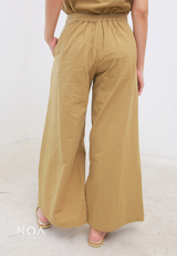 NAGISA Wide Leg Linen Pants - Light Brown