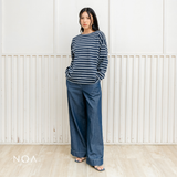 KIKU Striped Boxy Long Sleeve T-Shirt