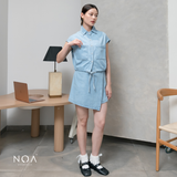 JINZU Denim Drawstring Sleveeless Shirt