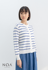 UME Basic Stripes Knitted Cardigan - Blue