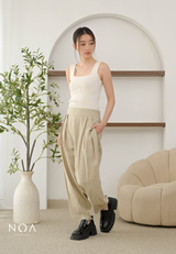 ICHIKA Basic Linen Balloon Ankle Pants