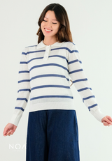 ENNO Knitted Polo Long Sleeve Blouse