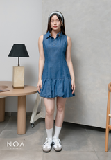 JINZU Denim Balloon Mini Sleeveless Dress
