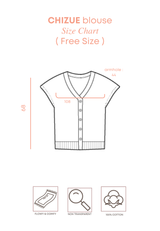 CHIZUE Plain V Neck Knitted Blouse - Light Green