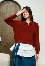 AMARI Knitted Zipper Longsleeve Blouse