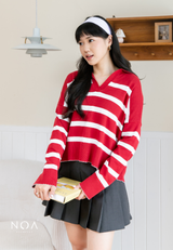 FUSHI Knitted Striped Blouse