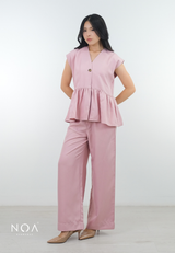 KANARI Striped Peplum Sleeveless Blouse