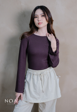 HIBI Rib Spandex Long Sleeve Slim Fit T-Shirt