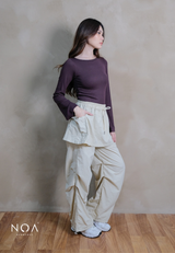 HIBI Rib Spandex Long Sleeve Slim Fit T-Shirt