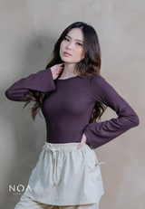 HIBI Rib Spandex Long Sleeve Slim Fit T-Shirt