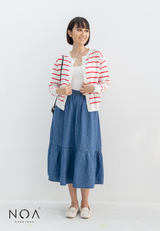 UME Basic Stripes Knitted Cardigan - Red