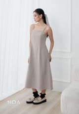 ARISA Strap Midi Dress - Cream