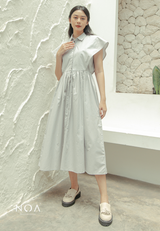 EIKO Sleeveless Shirt Dress - Light Grey