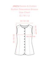 JINZU Denim & Cotton Button Sleeveless Blouse