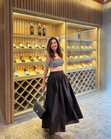 RISAKO Cotton Ruffle Maxi Skirt - Black