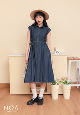 KASUME Denim Sleeveless Midi Dress
