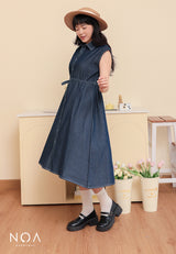 KASUME Denim Sleeveless Midi Dress