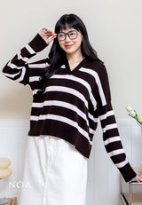 FUSHI Knitted Striped Blouse