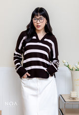 FUSHI Knitted Striped Blouse