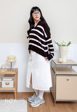 FUSHI Knitted Striped Blouse