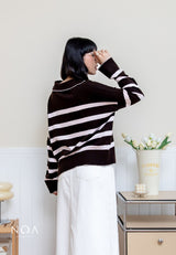 FUSHI Knitted Striped Blouse