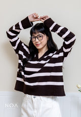 FUSHI Knitted Striped Blouse