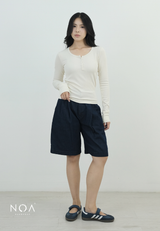 MIORI Rib Henley Long Sleeve Tee