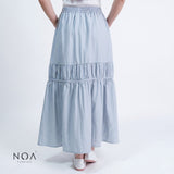 RIKA Nylon Tiered Pleated Maxi Skirt with Inner