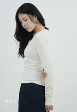 MIORI Rib Henley Long Sleeve Tee