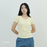 SORAI Rib Henley Short Sleeve Tee