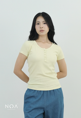 SORAI Rib Henley Short Sleeve Tee