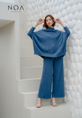 HANA Knitted Blouse - Denim Blue