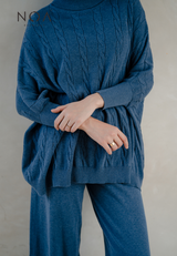 HANA Knitted Blouse - Denim Blue