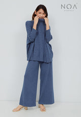 HANA Knitted Blouse - Denim Blue