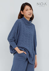 HANA Knitted Blouse - Denim Blue