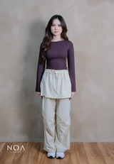 HIBI Rib Spandex Long Sleeve Slim Fit T-Shirt