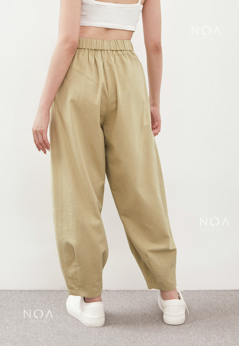 AERI Linen Basic Ankle Pants - Light Green