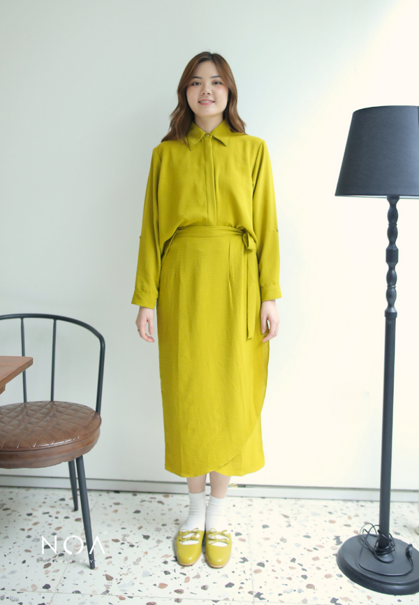 TOSHI Crinkle Wrap Skirt - Lime Green