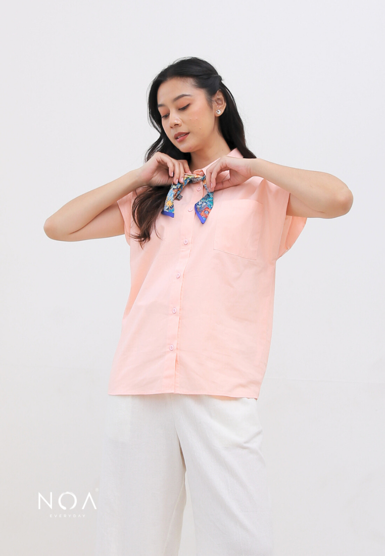 SHIORI Sleeveless Collar Shirt - Peach