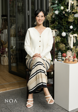 MIREI Knitted Button Peplum Long Sleeve Cardigan