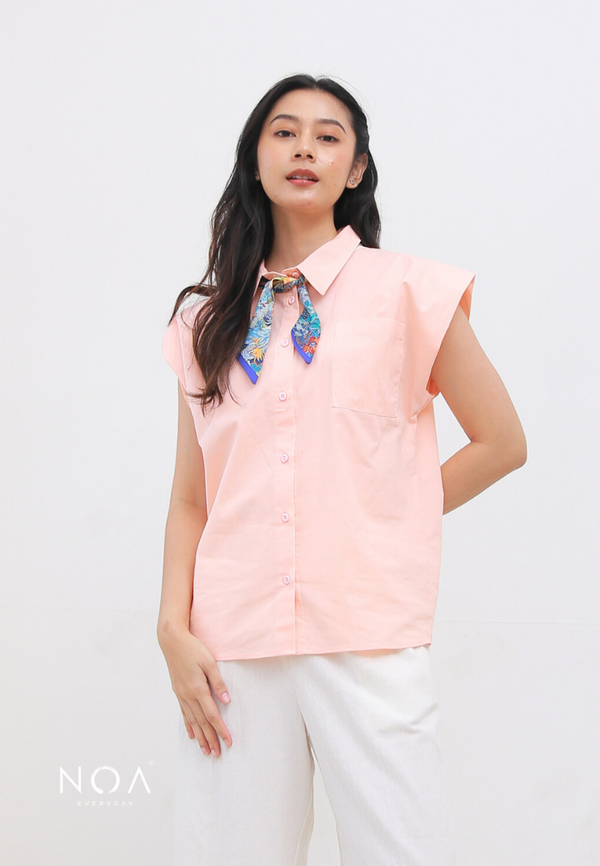 SHIORI Sleeveless Collar Shirt - Peach