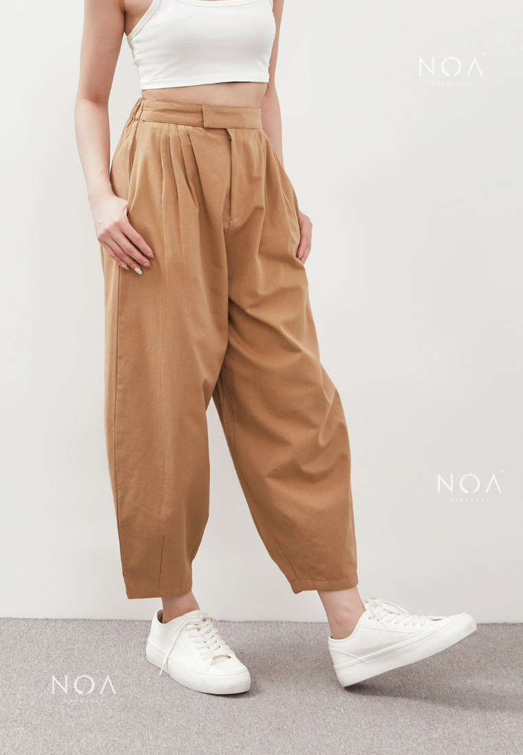 AERI Linen Basic Ankle Pants - Light Brown