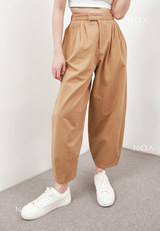 AERI Linen Basic Ankle Pants - Light Brown