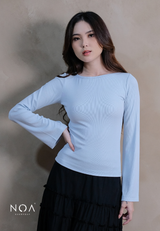 HIBI Rib Spandex Long Sleeve Slim Fit T-Shirt
