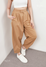 AERI Linen Basic Ankle Pants - Light Brown