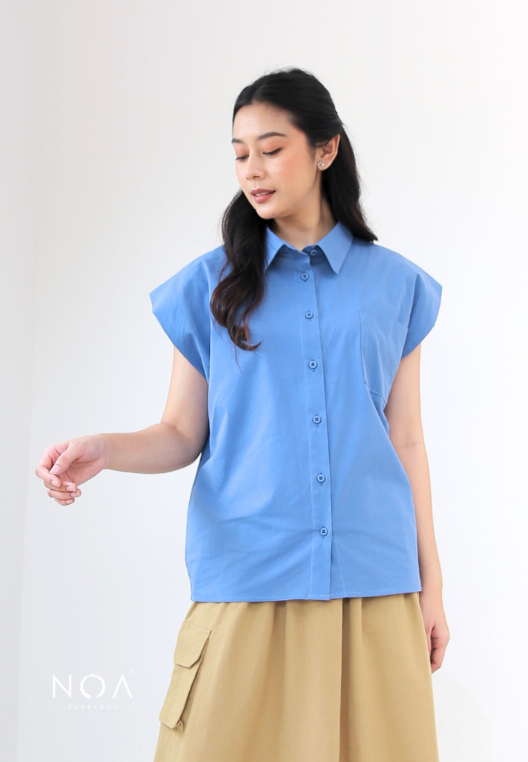 SHIORI Sleeveless Collar Shirt - Blue